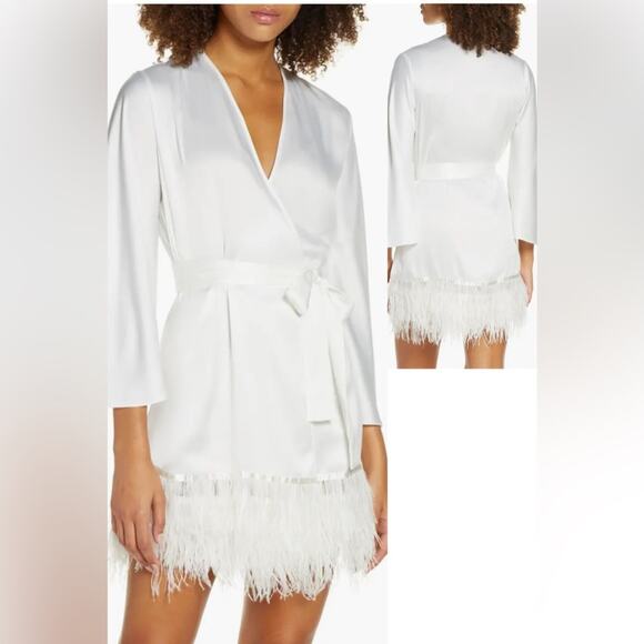 Rya Collection Swan Charmeuse & Ostrich Feather Wrap - Picture 1 of 11